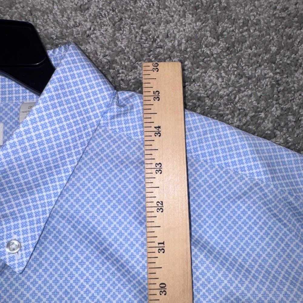 Roundtree & Yorke Gold Label Shirt Mens Non-Iron Geometric Blue 3XB NEW - Picture 7 of 8